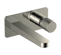 RAK Ceramics Amalfi Wall Mounted Basin Mixer Tap with Back Plate | Brushed Nickel | Brass | 190mm x 80mm x 248mm