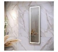 RAK Ceramics Aquarius Illuminated LED Tall Dress Mirror with Demister and Touch Sensor | Glass/Aluminium | 420mm x 1400mm