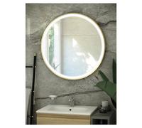 RAK Ceramics Art Round Illuminated LED Mirror | Brushed Gold | Glass/Aluminium | 600mm x 600mm