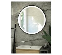 RAK Ceramics Art Round Illuminated LED Mirror | Matt Black | Glass/Aluminium | 600mm x 600mm