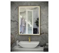 RAK Ceramics RAK-Ceramics Art Rectangular 500x700 LED Illuminated Mirror, Gold Finish: Gold, Please Select Size: 500x700mm