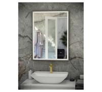 RAK Ceramics Art Square LED Mirror | Brushed Nickel | Glass/Aluminium | 600mm x 800mm