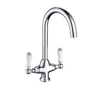 RAK Ceramics Belfast Ceramic Lever Kitchen Sink Mixer Tap | Chrome | Brass | 182mm x 345mm x 196mm