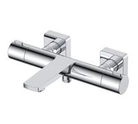 RAK Ceramics Blade Exposed Wall Mounted Thermostatic Bath Shower Mixer Tap | Chrome | Brass | 150mm x 21mm x 85mm