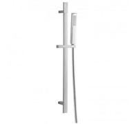 Rak Ceramics Chrome Square Shower Slide Rail Kit With Single-Function Handset, Wall-Mounted 690mm