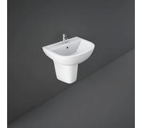 RAK Ceramics Compact Basin with 2 Tap Holes and Semi Pedestal | White | 550mm
