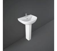 RAK Ceramics Compact Basin with 2 Tap Holes and Small Pedestal | White | 450mm