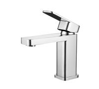 RAK Ceramics Compact Eco Square Mono Basin Mixer Tap with Clicker Waste | Chrome | Brass | 42mm x 152mm x 113mm