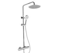 RAK Ceramics Compact Round Exposed Thermostatic Shower Column with Fixed Head and Shower Kit | Chrome | Metal | 290mm x 810mm x 510mm
