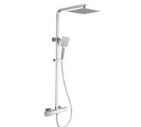 RAK Ceramics Compact Square Exposed Thermostatic Shower Column with Fixed Head and Shower Kit | Chrome | Brass | 290mm x 810mm x 510mm