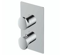 RAK Ceramics Concealed 2 Handle Thermostatic Dual Control Shower Valve | Chrome | Brass | 120mm x 220mm x 125mm