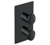 RAK Ceramics Concealed 2 Handle Thermostatic Dual Control Shower Valve | Matt Black | Metal | 120mm x 220mm x 125mm