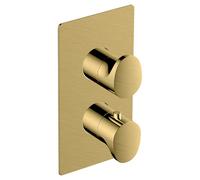 RAK Ceramics Concealed 2 Handle Thermostatic Single Control Shower Valve | Brushed Gold | Brass | 120mm x 220mm x 125mm