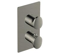 RAK Ceramics Concealed 2 Handle Thermostatic Single Control Shower Valve | Brushed Nickel | Brass | 120mm x 220mm x 125mm