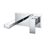 RAK Ceramics Cubis Wall Mounted Basin Mixer Tap with Back Plate | Chrome | Brass | 220mm x 100mm x 52mm