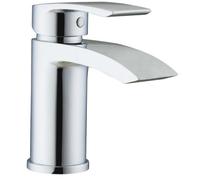 RAK Ceramics Curve Mini Mono Basin Mixer Tap with Clicker Waste | Chrome | Brass | 54mm x 127.5mm x 109mm