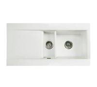 Rak Ceramics Dream 1.5 Bowl Reversible Gloss White Ceramic Inset Kitchen Sink