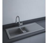 RAK Ceramics RAK-Ceramics Dream 1 Slim 1.5 Bowl Kitchen Sink 101cm - Matt Grey Finish: Matt Grey
