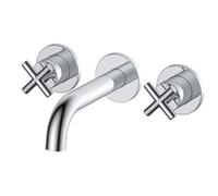 RAK Ceramics Ella Wall Mounted 3 Tap Hole Basin Mixer Tap | Chrome | Brass | 272mm x 91mm x 51-72mm