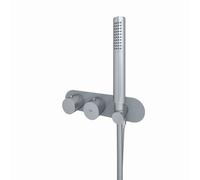 RAK Ceramics Feeling Round Horizontal Concealed Thermostatic Dual Control Shower Valve | Grey | Brass | 280mm x 70mm x 136mm