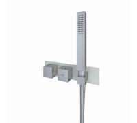 RAK Ceramics Feeling Square Horizontal Concealed Thermostatic Dual Control Shower Valve | Greige | Brass | 280mm x 70mm x 136mm