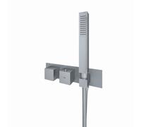 RAK Ceramics Feeling Square Horizontal Concealed Thermostatic Dual Control Shower Valve | Grey | Brass | 280mm x 70mm x 136mm