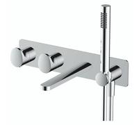 RAK Ceramics Horizontal Concealed Thermostatic Dual Control Shower Valve with Handset and Bath Spout | Chrome | Brass | 327mm x 310mm x 380mm