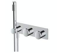 RAK Ceramics RAK Horizontal Two Outlet Thermostatic Concealed Shower Valve and Handset Chrome Finish: Chrome