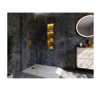 RAK Ceramics Ingot Recessed Niche with 2 Shelves & LED | Brushed Brass | 304 Stainless Steel | 300mm x 1200mm