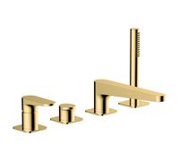 RAK Ceramics Ischia Deck Mounted 4 Tap Hole Bath Shower Mixer Tap | Brushed Gold | Brass | 38mm x 220mm x 240mm