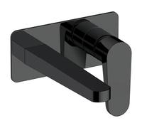 RAK Ceramics RAK Ischia Wall Mounted Basin Mixer with Back Plate Tap Matt Black Finish: Matt Black