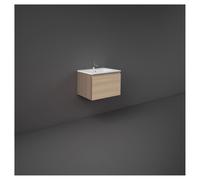 RAK Ceramics Joy Uno Scandi Wall Hung Single Drawer Vanity Unit | Oak | Foil Wrapped MDF | 600mm