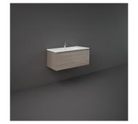 RAK Ceramics Joy Uno Wall Hung Single Drawer Vanity Unit | Grey Elm | MDF | 1000mm