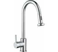 RAK Ceramics Madrid Pull Out Side Lever Kitchen Sink Mixer Tap | Chrome | Brass | 55mm x 386mm x 283mm