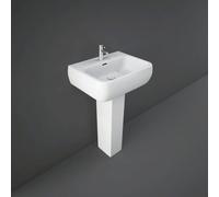 RAK Ceramics Metropolitan Basin with 2 Tap Holes and Full Pedestal | White | 520mm