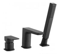 Rak Ceramics Moon Black 3-Hole Deck-Mounted Bath Shower Mixer Tap With Handset Rakmoo3012B