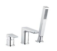 RAK Ceramics Moon Deck Mounted 3 Tap Hole Bath Shower Mixer Tap | Chrome | Brass | 42mm x 116mm x 166.5mm
