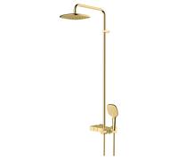 RAK Ceramics Petit Brushed Square Thermostatic Rigid Riser and Handset Shower System | Gold | Brass | 272mm x 1242mm x 534mm