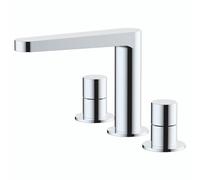 RAK Ceramics Petit Round Deck Mounted 3 Tap Hole Basin Mixer Tap | Chrome | Brass | 203.2mm x 151mm x 178mm