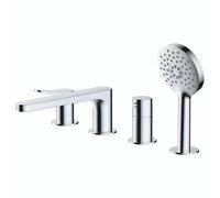 RAK Ceramics Rak Petit Round 4 Hole Deck Mounted Bath Shower Mixer Tap Chrome Finish: Chrome