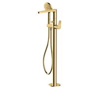 RAK Ceramics Petit Round Floorstanding Bath Shower Mixer Tap | Brushed Gold | Metal | 208mm x 1006mm x 236mm