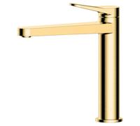 RAK Ceramics Petit Round Mid Height Basin Mixer Tap | Brushed Gold | Brass | 38mm x 224mm x 188mm