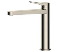 RAK Ceramics Petit Round Mid Height Basin Mixer Tap | Brushed Nickel | Brass | 38mm x 224mm x 188mm