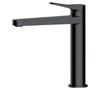 RAK Ceramics Petit Round Mid Height Basin Mixer Tap | Matt Black | Brass | 38mm x 224mm x 188mm