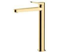 RAK Ceramics Petit Round Tall Basin Mixer Tap | Brushed Gold | Brass | 38mm x 309mm x 188mm