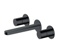 RAK Ceramics Rak Petit Round 3 Hole Wall Mounted Basin Mixer Tap Matt Black Finish: Matt Black