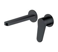 RAK Ceramics Petit Round Wall Mounted Basin Mixer Tap | Matt Black | Brass | 100mm x 127mm x 193mm