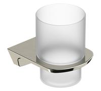 RAK Ceramics Petit Square Brushed Tumbler Holder | Nickel | Stainless Steel + Zinc Alloy | 101mm x 96mm x 79mm