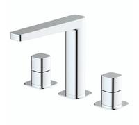 RAK Ceramics Petit Square Deck Mounted 3 Tap Hole Basin Mixer Tap | Chrome | Metal | 200mm x 167mm x 177mm