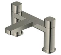 RAK Ceramics Petit Square Deck Mounted Bath Filler Tap | Brushed Nickel | Metal | 180mm x 129mm x 115mm